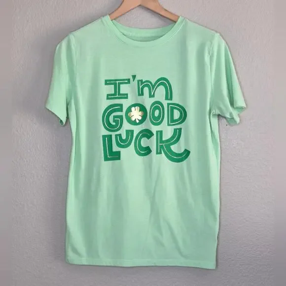 St Patrick's Day Pastel Green I'm Good Luck Leprechaun Clover T-shirt - Picture 10 of 10